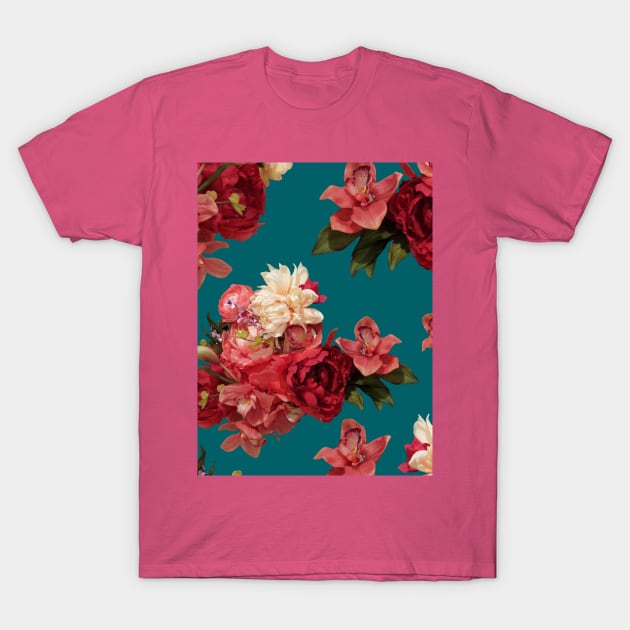 Just Flowers on Deep Teal T-Shirt by ArtticArlo